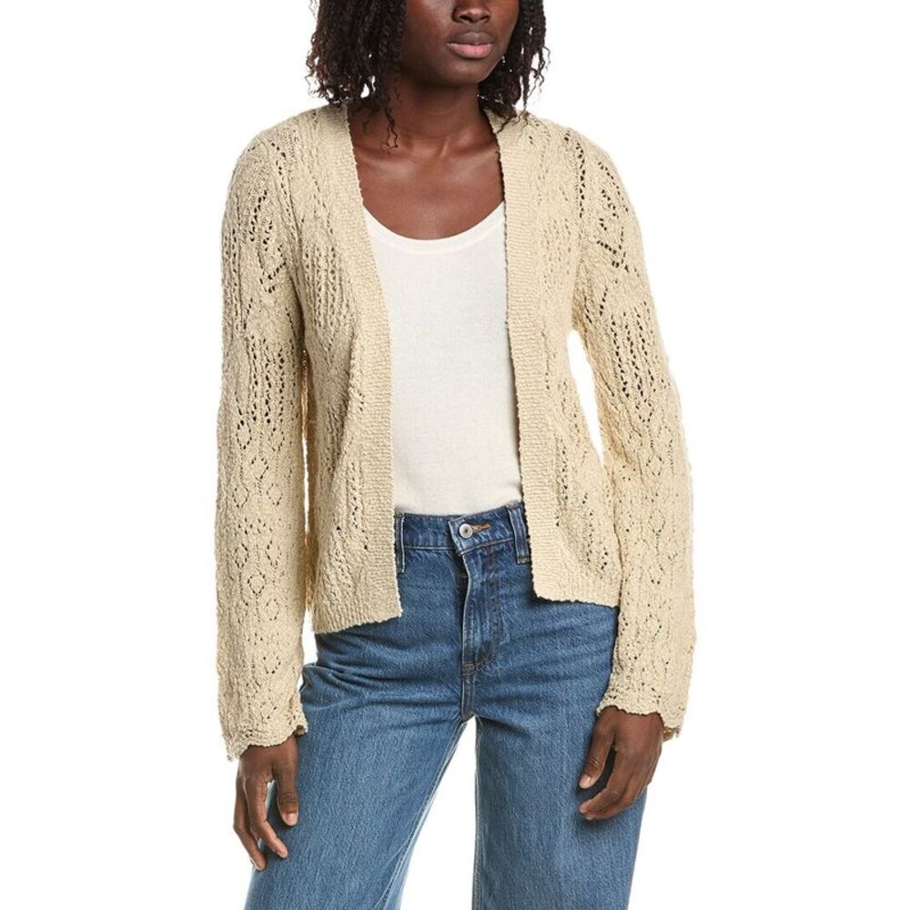 &Isla Womens  Pearl Pointelle Patchwork Cardigan, White